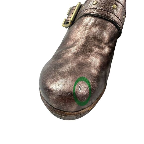 B.O.C Born Concept Womens 9M Mule Clogs Metallic Brown Leather Buckle Round Toe - Picture 13 of 14